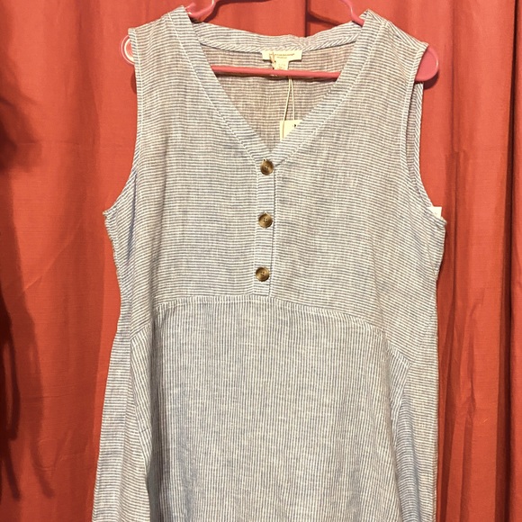 Striped Blue and White Sleeveless Top NWT - Picture 1 of 5